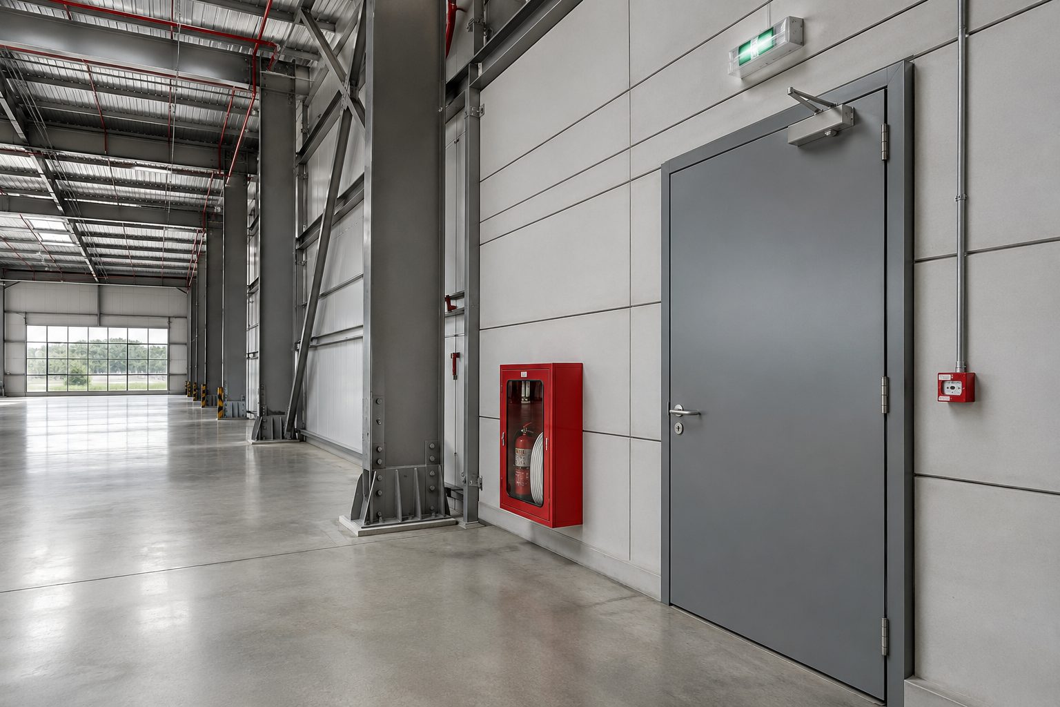 Normativul P118/1-2025 și ușile rezistente la foc din halele industriale